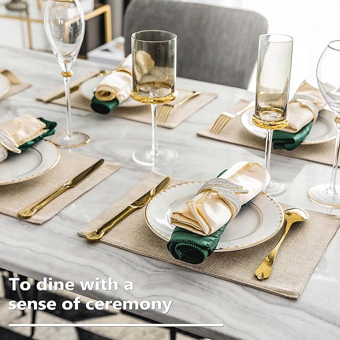 Home Brilliant Placemats Set of 4 Heat Resistant Dining Table Place Mats Plate Mat Cloth Placemats Spring Kitchen Table Mats Indoor Outdoor Dinner, Light Linen