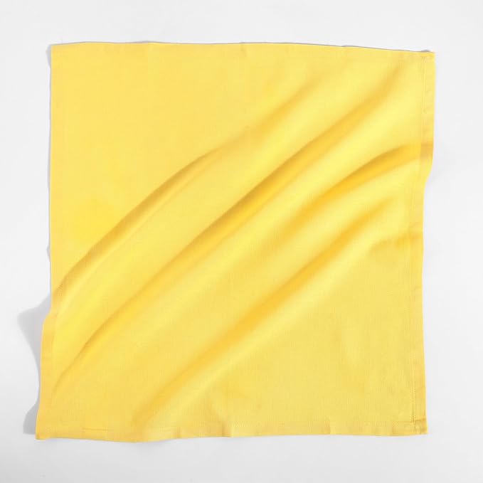 Fingercraft Dinner Cloth Napkins Set of 12 Cotton Linen Blend, Premium Quality, Mitered Corners Every Day Use Wedding Restaurant Christmas Napkins Cloth Good Absorbency 18x18 inch Yellow Easter Color