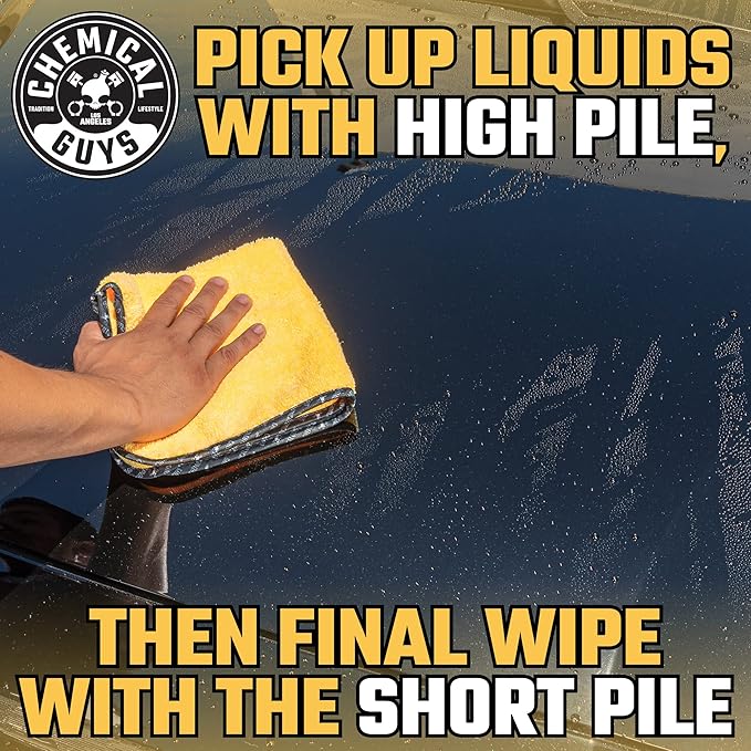 Chemical Guys Large Microfiber Drying Towel for Cars Trucks SUVs RVs and Motorcycles, Large 36 x 25 Inch Yellow Absorbent Exterior Drying Towel