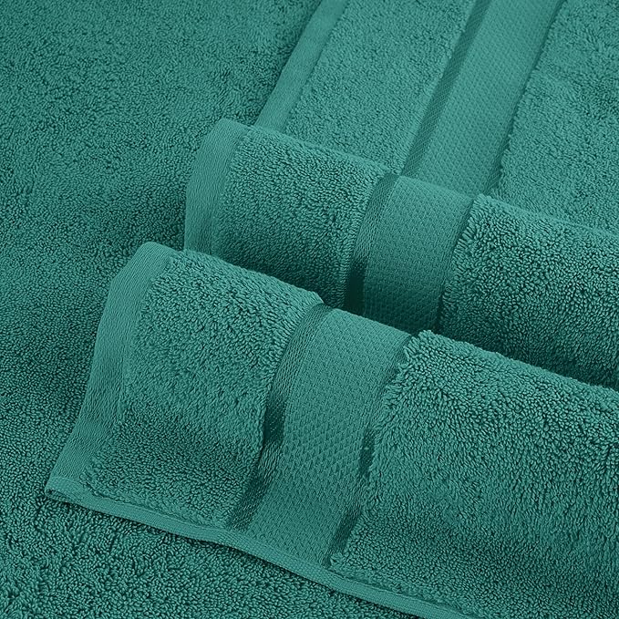Elegant Comfort Premium Cotton 8-Piece Towel Set, Includes 4 Washcloths, 2 Hand Towels and 2 Bath Towels, 100% Turkish Cotton - Highly Absorbent and Super Soft Towels for Bathroom, Turquoise