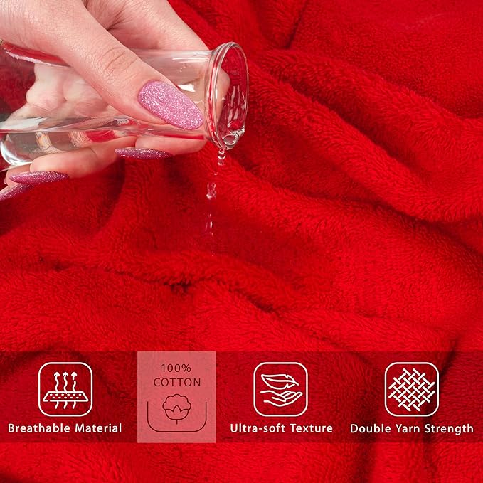 Cotton Paradise 100% Cotton 40x80 Oversized Bath Sheet, Extra Large Turkish Bath Towels for Bathroom, Red Bathsheet