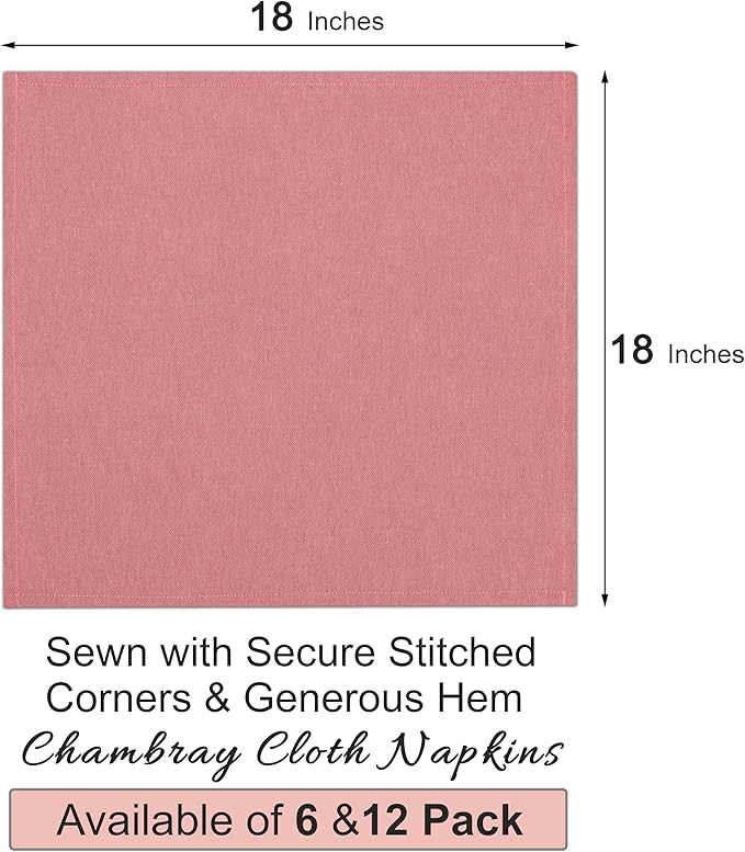 Ruvanti Cloth Napkins Set of 12, 18x18 Reusable Napkins Cloth Washable, Soft & Durable Table Napkin, Poly Cotton Fabric Dinner Napkins for Parties, Christmas, Thanksgiving, Weddings -Flame Scarlet