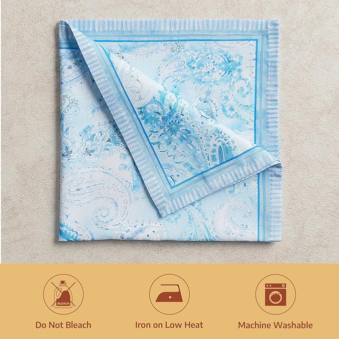 Maison d' Hermine Napkin 100% Combed Cotton Premium 20"x20" Decorative Washable Table Cloth Napkins Set of 4 for Dining, Holidays, Buffet Parties & Wedding Use Campagne - Paisley Blues