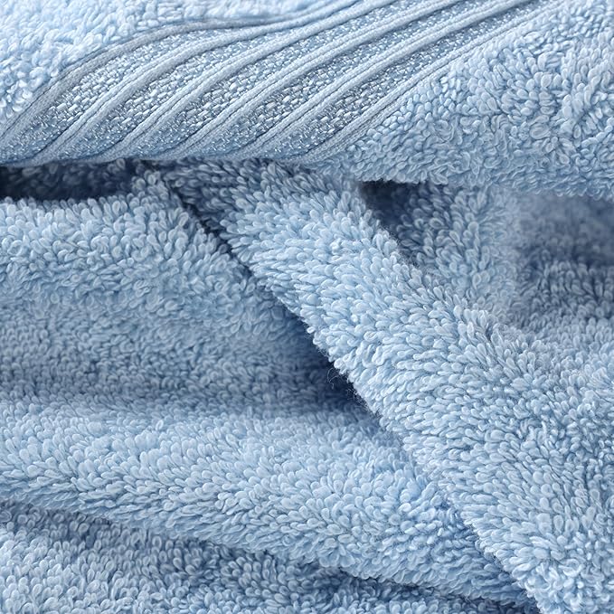 Superior Egyptian Cotton 9-Piece Towel Set, Assorted Towels for Home Bathroom, Guest Bath Decor Essentials, Includes 3 Bath, 3 Hand, 3 Face Towels/Washcloths, Quick Dry, Absorbent - Light Blue