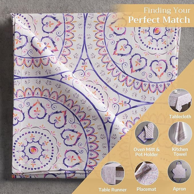 Maison d' Hermine Cloth Napkins Set of 4 100% Cotton Everyday Reusable Square Napkins Cloth Washable Dinner Party Wedding Restaurant Gifts for Mothers Day Spring/Summer (Mandala, 20" x 20")