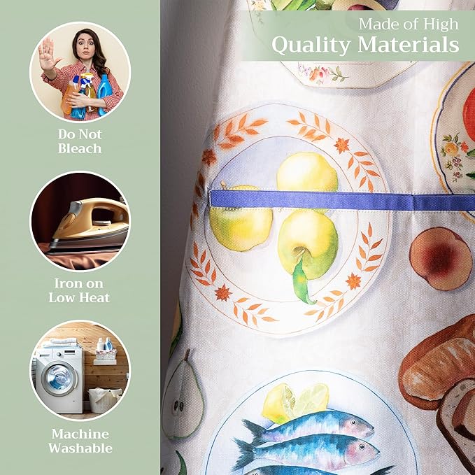 Maison d' Hermine 100% Cotton Apron for women with Pocket Kitchen Chef Apron for Men Cooking Mothers Day Gifts