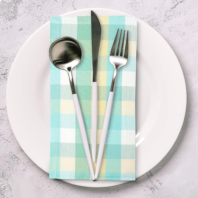 Urban Villa Cloth Napkins Set of 12 20x20 Inches 100% Cotton Napkins Cloth Washable Soft Durable Reusable Absorbent Table Dinner Napkins Cloth for Hotel Lunch Restaurant Weddings Parties-Green Sand