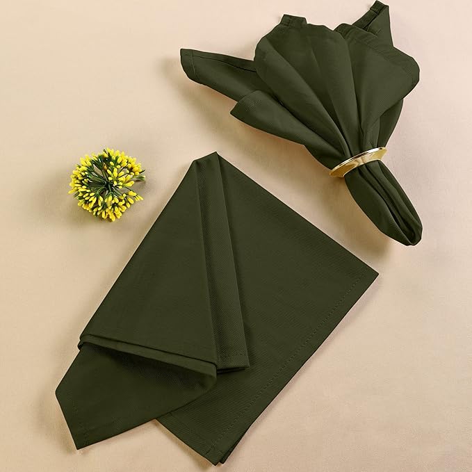Utopia Kitchen Olive Cloth Napkins [12 Pack, 18x18 Inch] Absorbent Cotton Blend Washable and Reusable for Dinner, Restaurant, Lunch, Wedding and Hotel