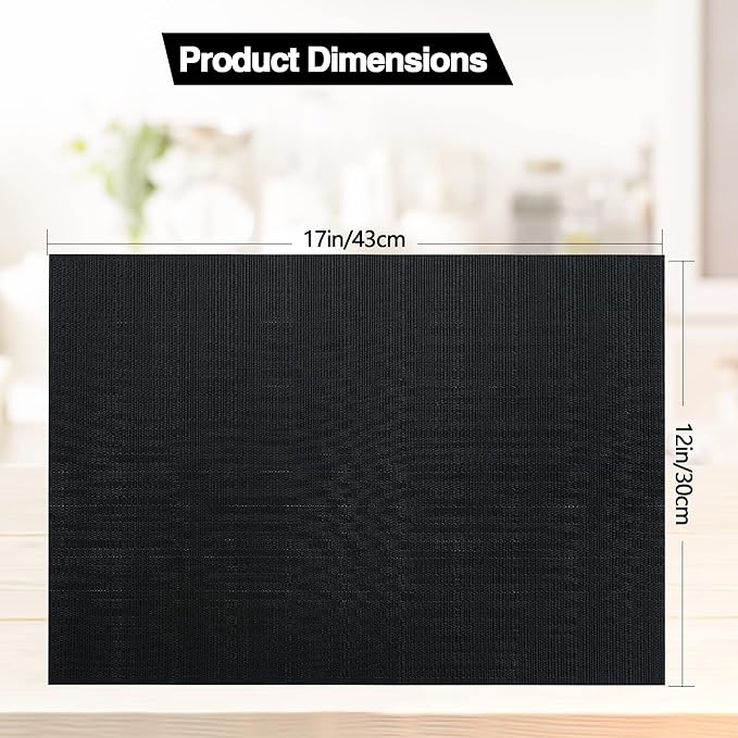 SLKQG Black Placemats Set of 4 - Easy Clean Washable Vinyl Placemats - Wipeable Heat Proof Table Mats for Dining Table - 17x12 Inch (Pure Black, 4)