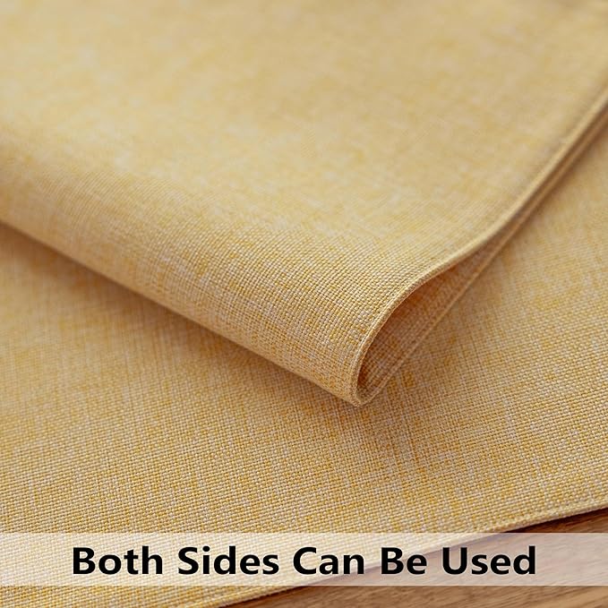 Demetex Placemats Set of 6 Yellow Linen Table Mats Heat Resistant Cloth Place Mats for Dining Room Kitchen Tables, Yellow