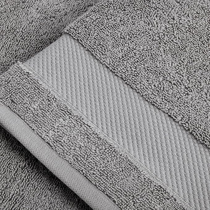 BIOWEAVES 100% Organic Cotton 700 GSM Plush Bath Towels 30" x 58" GOTS Certified - Light Grey, Pack of 2