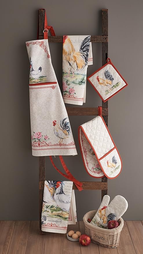 Maison d' Hermine Kitchen Towels Set of 2 100% Cotton 27.50" x 20" Reusable Cloth Tea Dish Towels Absorbent with Hanging Loop for Kitchen, Home, Dining, Cocktail Parties Spring/Summer (Campagne)
