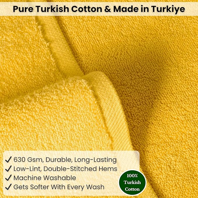 SALBAKOS Luxury 100% Turkish Cotton Bath Sheets 40x80 in Oversized Extra Large Bath Towels Thick Soft Absorbent Turkish Towel for Spa Beach (Pack of 1, Yellow, Jumbo Bath Sheet)