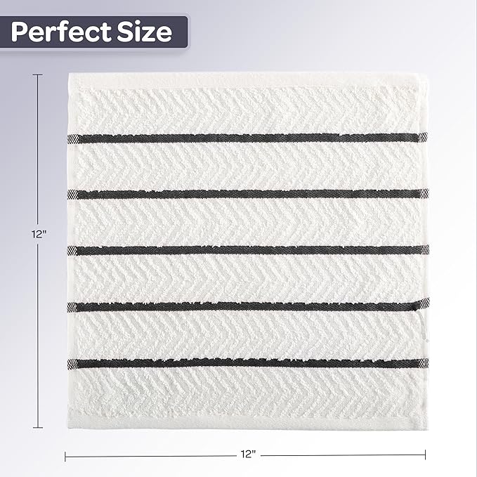 Dish Cloths 16-Pack - 12x12 Dish Cloths for Washing Dishes, Scrubbing, Drying and Everyday Messes - Soft and Absorbent Cotton Kitchen Towels - Kitchen Towels and Dishcloths Sets by Lavish Home (Black)