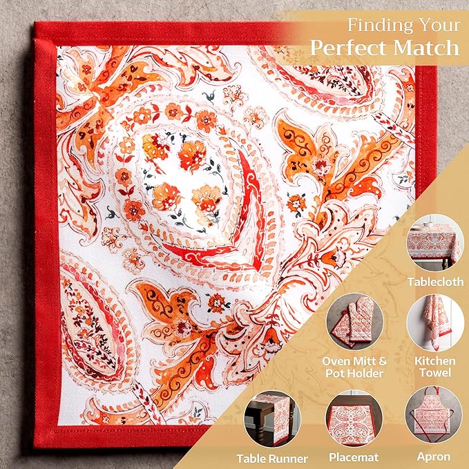Maison d' Hermine Cloth Napkins Set of 4 100% Cotton for Thanksgiving Christmas Decorations Everyday Reusable Square Fall Napkins Cloth Washable Dinner Party (Orient, 20"x20")
