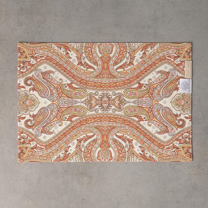 Maison d' Hermine Placemats Set of 4 100% Cotton Washable Cloth Place Mats, Reusable Table Mats for Thanksgiving Christmas Decorations Kitchen Dining Party Wedding (Kashmir Paisley, 13" x 19")