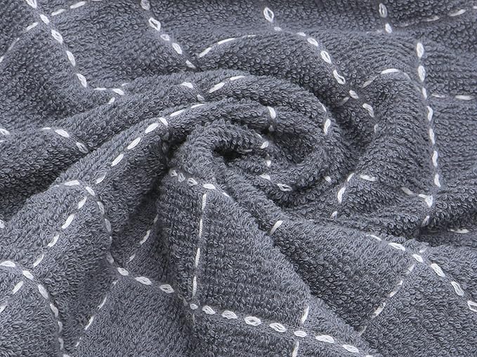 Cotton Terry Dish Cloths, Absorbent Dish Towels for Kitchen Drying, Soft Wash Cloths Multipurpose Dish Rags for Washing Dishes, 12 x 12 Inches, Set of 6 (Grey)