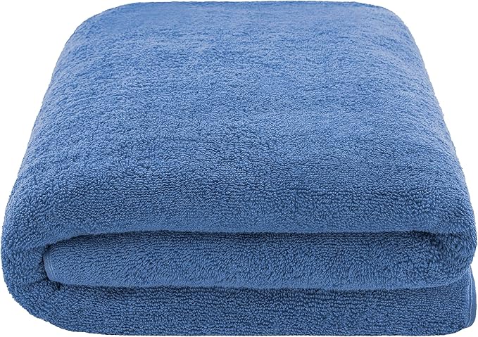American Soft Linen 100% Cotton 600 GSM Turkish 40x80 Oversized Bath Towel Sheet, Extra Large Adult Towels for Bathroom, Electric Blue Bath Sheet