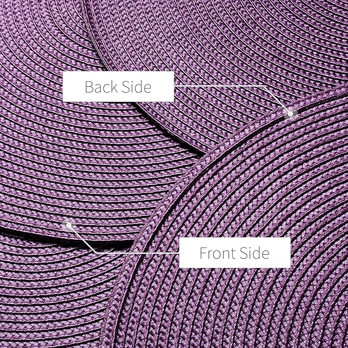 AHHFSMEI Round Placemats Set of 6 Heat Resistant Washable Non-Slip Woven Braided Table Mats for Dining Table Kitchen & Home Decor (Plum Purple)