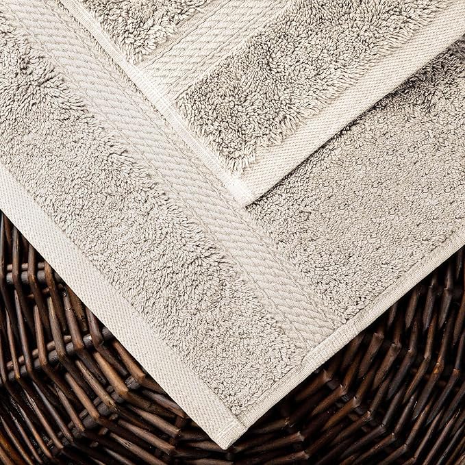 SUPERIOR Egyptian Cotton Pile 10 Piece Towel Set, Includes 2 Bath, 4 Hand, 4 Face Towels/Washcloths, Ultra Soft Luxury Towels, Thick Plush Essentials, Guest Bath, Spa, Hotel Bathroom, Stone