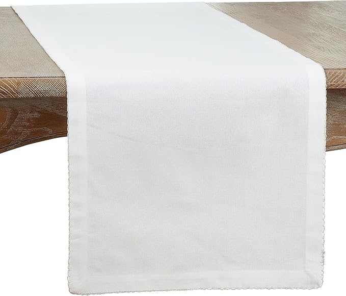 SARO LIFESTYLE Recotting Collection Whip Stitched Table Runner, 16"x108", Silver
