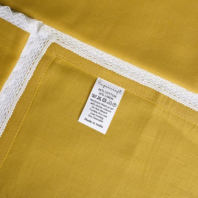 FINGERCRAFT Dinner Cloth Napkin Cotton Linen Blend 12 Pack Mitered Corners with Elegant Lace for Everyday Use Napkins are Pre Shrunk and Good Absorbency 20in x 20in, Gold Easter Color