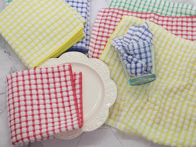 Cotton Cleaning Rags Terry Dish Cloths for Washing Dishes, Set of 8 Dish Rags for Cleaning, Light and Soft Dish Towels for Kitchen Drying Dishes, 11.8 Inch x 11.8 Inch (Green)