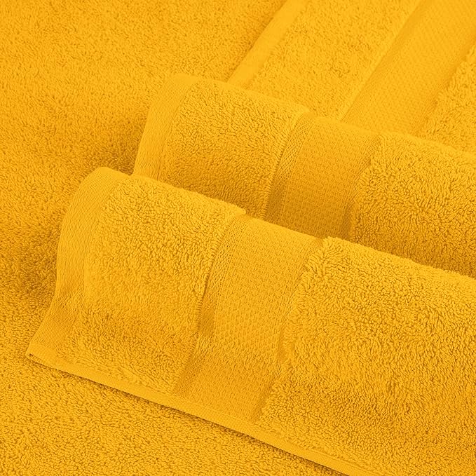 Elegant Comfort Premium Cotton 8-Piece Towel Set, Includes 4 Washcloths, 2 Hand Towels and 2 Bath Towels, 100% Turkish Cotton - Highly Absorbent and Super Soft Towels for Bathroom, Squash