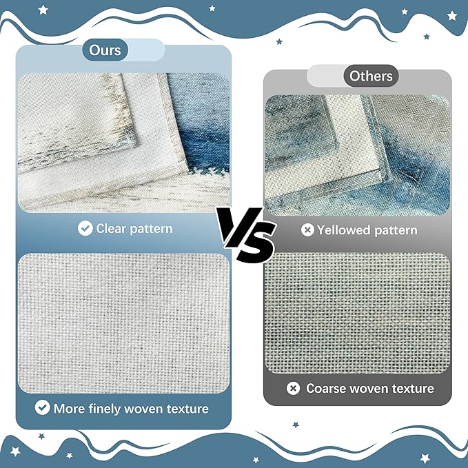 White and Gray Table Runner and Placemats Set of 6 Farmhouse Washable Linen Place Mats Rustic Abstract Art Table Decor for Kitchen Dining Coffee Outdoor Party (White and Gray, 13"x71"+12"x18")