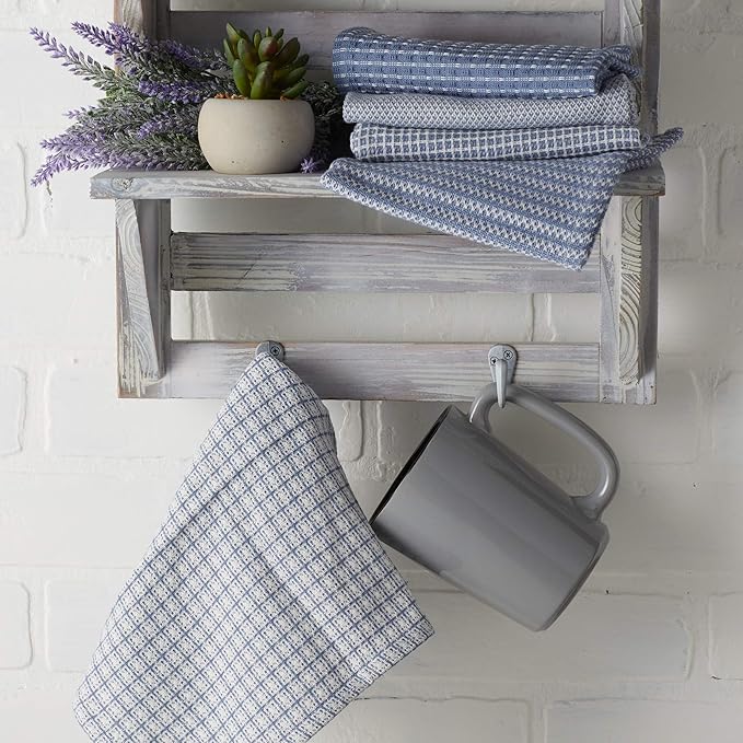 DII Everyday Kitchen Collection Assorted Dishcloth Set, 12x12, Stonewash Blue, 5 Count