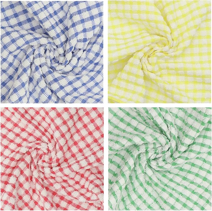 Cotton Cleaning Rags Terry Dish Cloths for Washing Dishes, Set of 8 Dish Rags for Cleaning, Light and Soft Dish Towels for Kitchen Drying Dishes, 11.8 Inch x 11.8 Inch (Mix Color)
