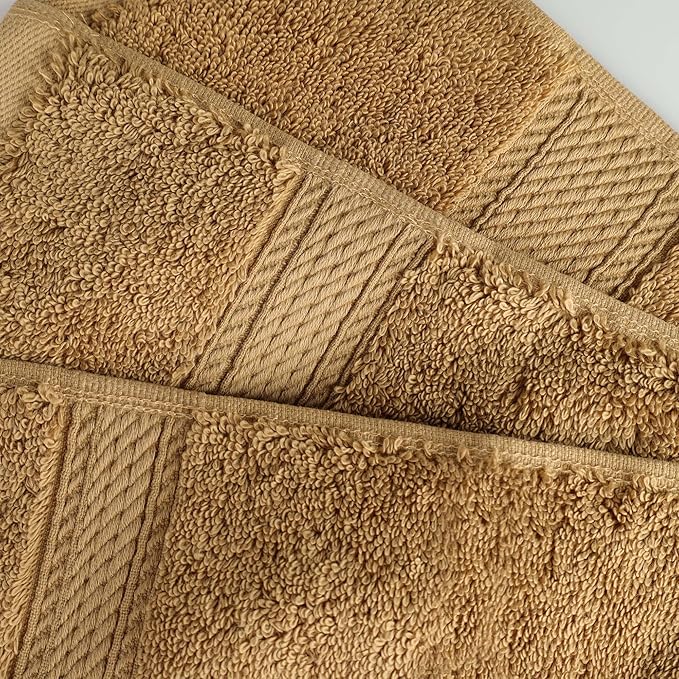 SUPERIOR Egyptian Cotton Pile 8 Piece Towel Set, Includes 2 Bath, 2 Hand, 4 Face Towels/Washcloths, Ultra Soft Luxury Towels, Thick Plush Essentials, Guest Bath, Spa, Hotel Bathroom, Toast