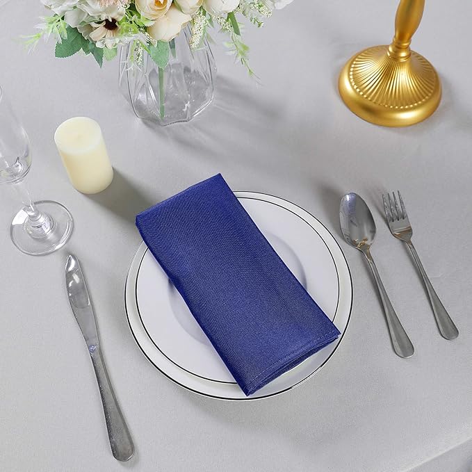 Cloth Napkins 20x20 inch Washable Polyester Dinner Napkins Soft Table Napkins for Wedding Party Dining Banquet(Royal Blue,100PCS)