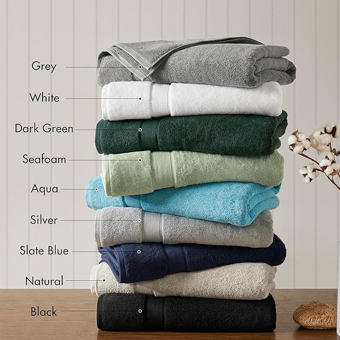 Madison Park 800GSM Bath Sheet Towel Oversized 34" x 68" 2 Pack 100% Cotton Bath Towel Set Highly Absorbent Hotel Spa Quality for Bathroom, Aqua