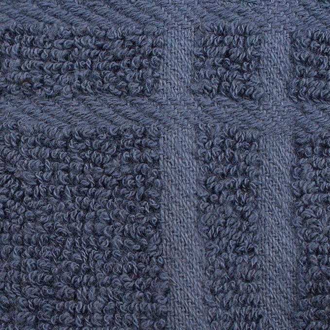 Ritz Premium 100% Cotton Solid and Multi Check Kitchen Tie Towel Absorbent, Super Soft, and Fast Drying Hang Towel, Set of Three, Federal Blue