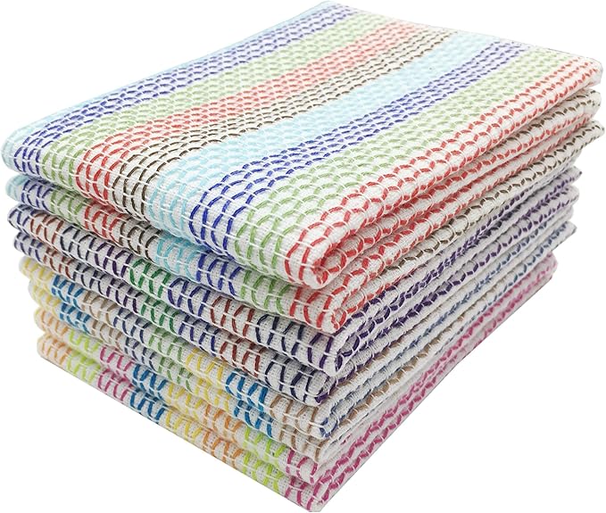 Mia'sDream Cleaning Rags Tidy Cotton Dish Cloths Dish Rags Cleaning Cloth, Absorbent Odor Free Dishcloths Kitchen Dish Towels, 13inch x 13inch 8 Pack Multi Colors