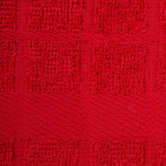 DII Basic Terry Collection Solid Windowpane Dishcloth Set, 12x12, Red, 6 Piece