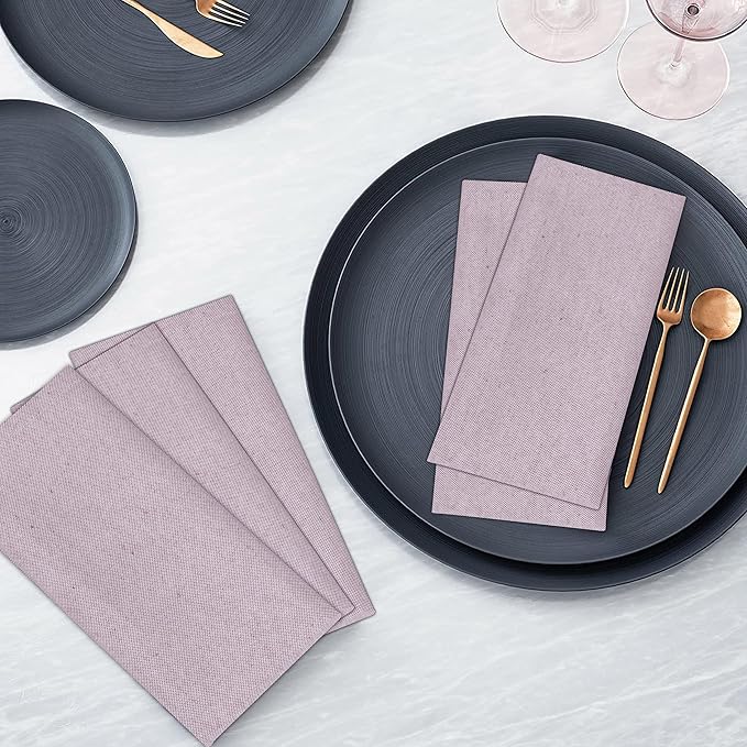 Ruvanti Cloth Napkins Set of 6, 18x18 Reusable Napkins Cloth Washable, Soft & Durable Table Napkin, Poly Cotton Fabric Dinner Napkins for Parties, Christmas, Thanksgiving, Weddings - Mauve