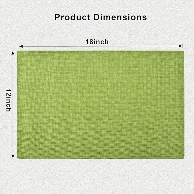 SLKQG Green Linen-Look Placemats Set of 8, Heat Resistant & Machine Washable Double-Layered Cloth Placemats for Dining Table, Indoor/Outdoor Use, Non-Slip Kitchen Table Mats (8, Green)