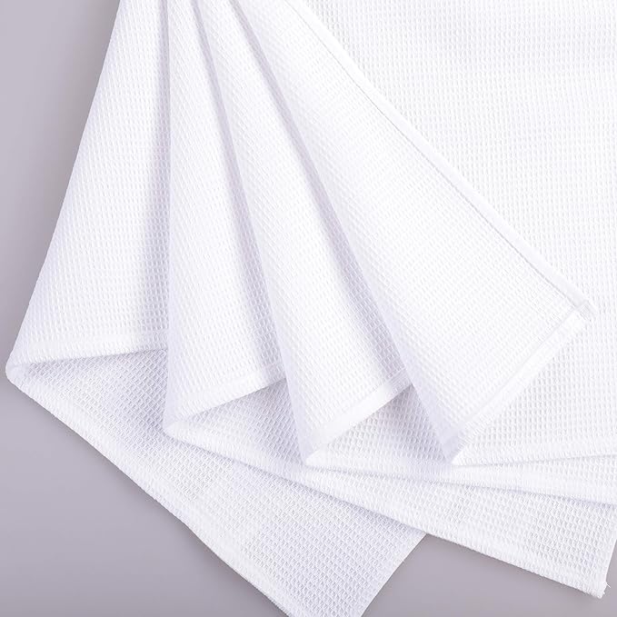 PY HOME & SPORTS Dish Towel Set, 100% Cotton Waffle Weave Kitchen Towels 4 Pieces, Super Absorbent (17 x 25 Inches, Set of 4)