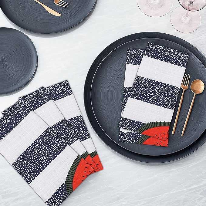 RUVANTI Cloth Napkins Set of 12 Cotton 100%, 18x18 Inches Napkins Cloth Washable, Soft, Absorbent. Cotton Napkins for Parties, Christmas, Thanksgiving, Weddings, Dinner Napkins Cloth - Watermelon