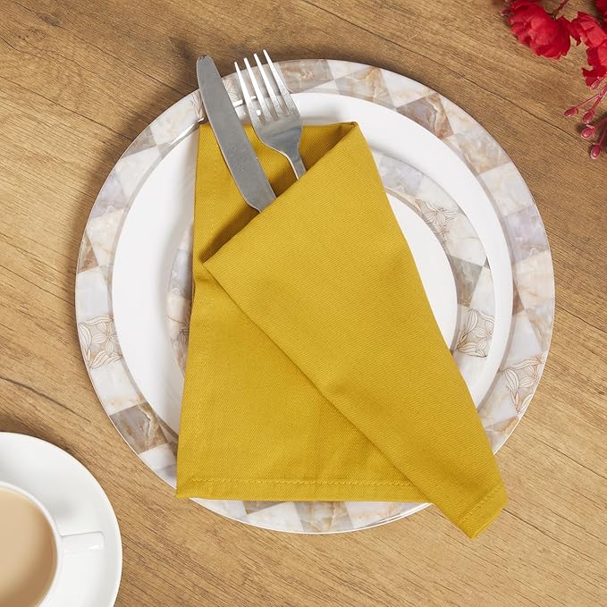 Accent Home 100% Cotton Napkins, Delicate Cloth Napkins for Dinners, Parties and Weddings，18 x 18 Inch Set of 6 - Mustard