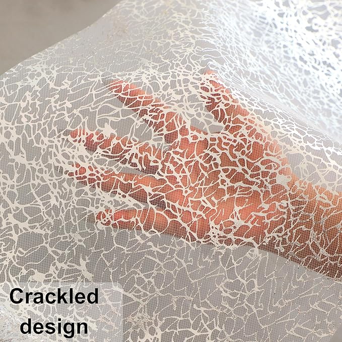 Snowkingdom 20Ft Silver Table Runner, Sparkly Foil Mesh Crackle Metallic Glitter Table Runner, Silver Dining Centerpieces Decorations for Wedding Birthday Christmas Holiday Party Decor 240Inch