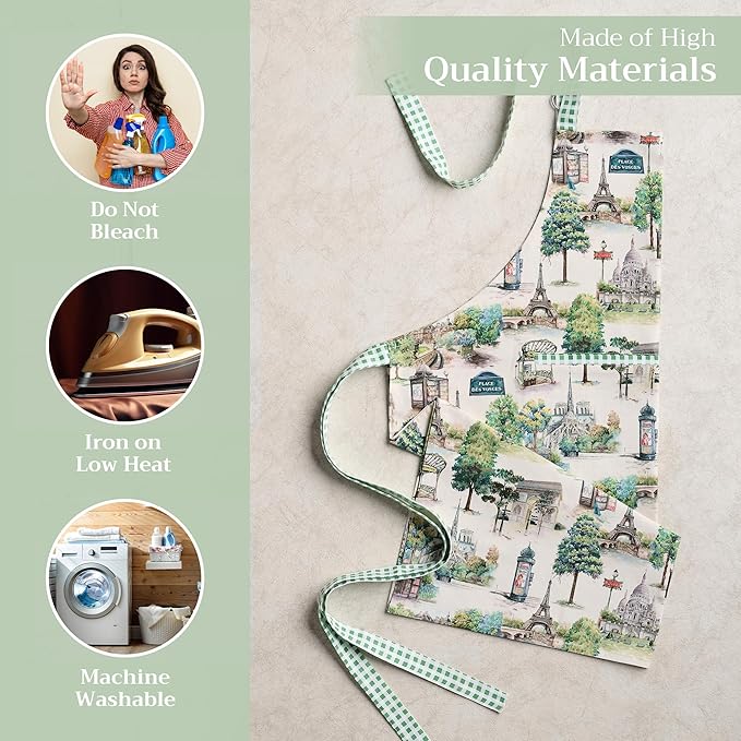 Maison d' Hermine 100% Cotton Apron for women with Pocket Kitchen Chef Apron for Men Cooking Mothers Day Gifts