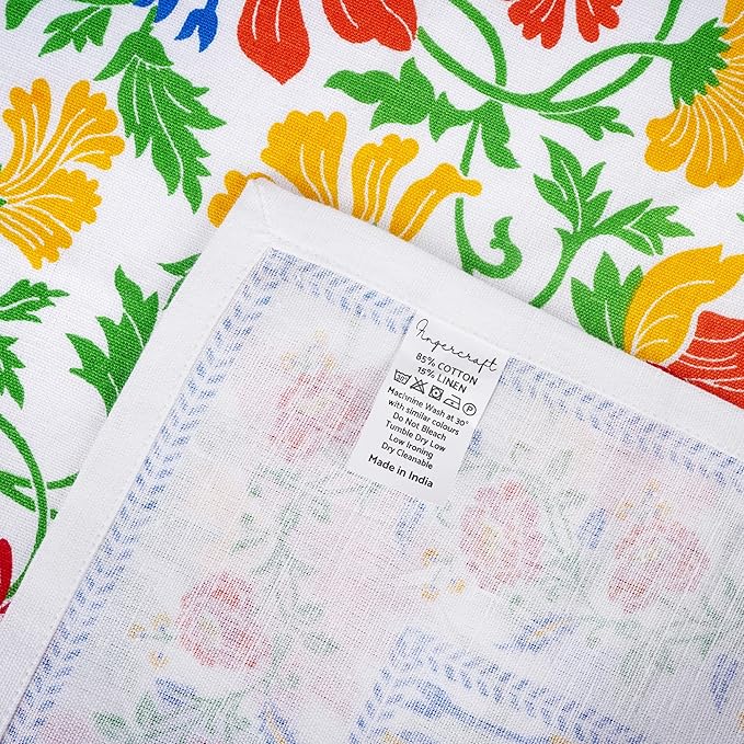 FINGERCRAFT Cloth Napkins, Set of 12 Cotton Linen Blend Printed Dinner Napkins Cloth Mitered Corner Perfect for Parties Dinners Weddings Cocktail Christmas Easter 20x20 Persian Flora