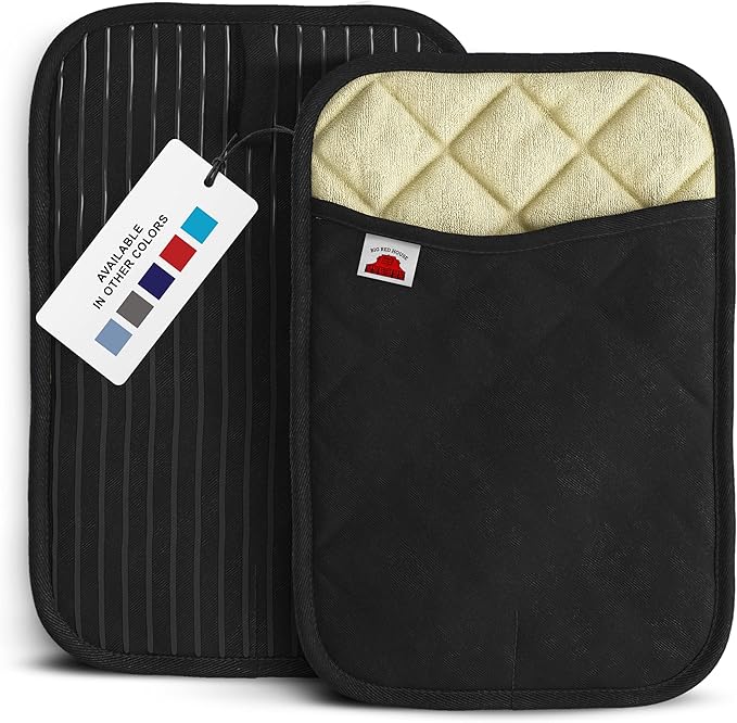 Big Red House - Silicone Pot Holders - Set of 2 Black - 10 x 6.75 - Heat Resistant to 536 F / 280 C Kitchen Protectors Hot Pans Baking Professional Grade Cooking Mitts