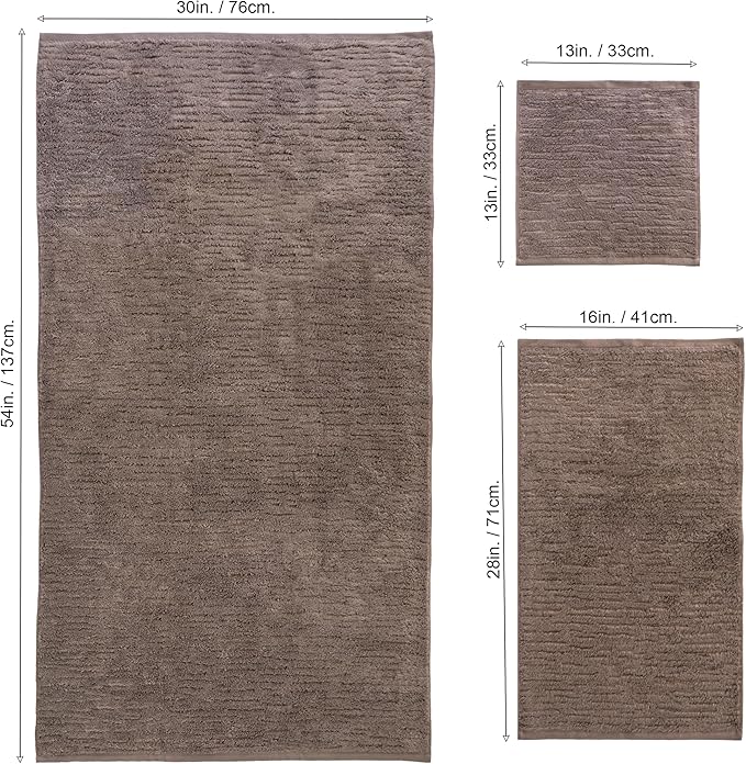 SKL Home CloudSoft 100% Cotton Luxury 6-Piece Towel Set, 600 GSM, Ultra Plush & Absorbent - 2 Bath Towels, 2 Hand Towels, 2 Washcloths, Mink Brown