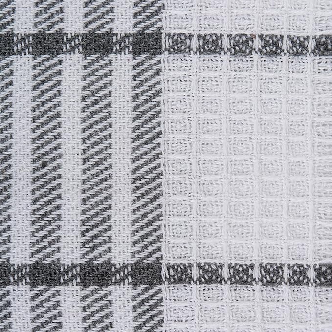 DII Waffle Weave Kitchen Collection, 100% Cotton, Dishcloth Set, Gray 12 Piece