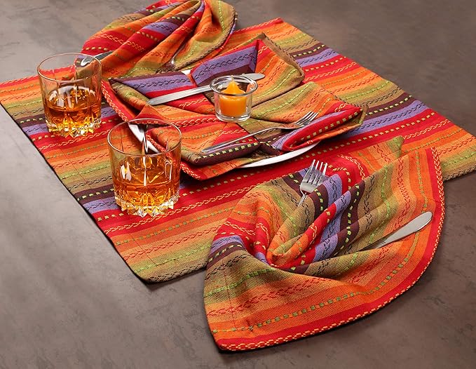 Ramanta Home Salsa Stripe Red Oversized Cloth Napkins 20x20 Inches, Cotton Soft & Durable Table Napkin Ideal for Weddings, Restaurant, Washable Kitchen Fabric for Everyday Use