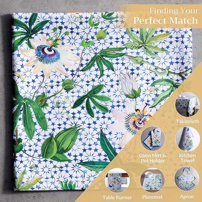 Maison d' Hermine Cloth Napkins Set of 4 100% Cotton Everyday Reusable Square Napkins Cloth Washable Dinner Party Wedding Restaurant Gifts for Mothers Day Spring/Summer (Passiflora, 20" x 20")